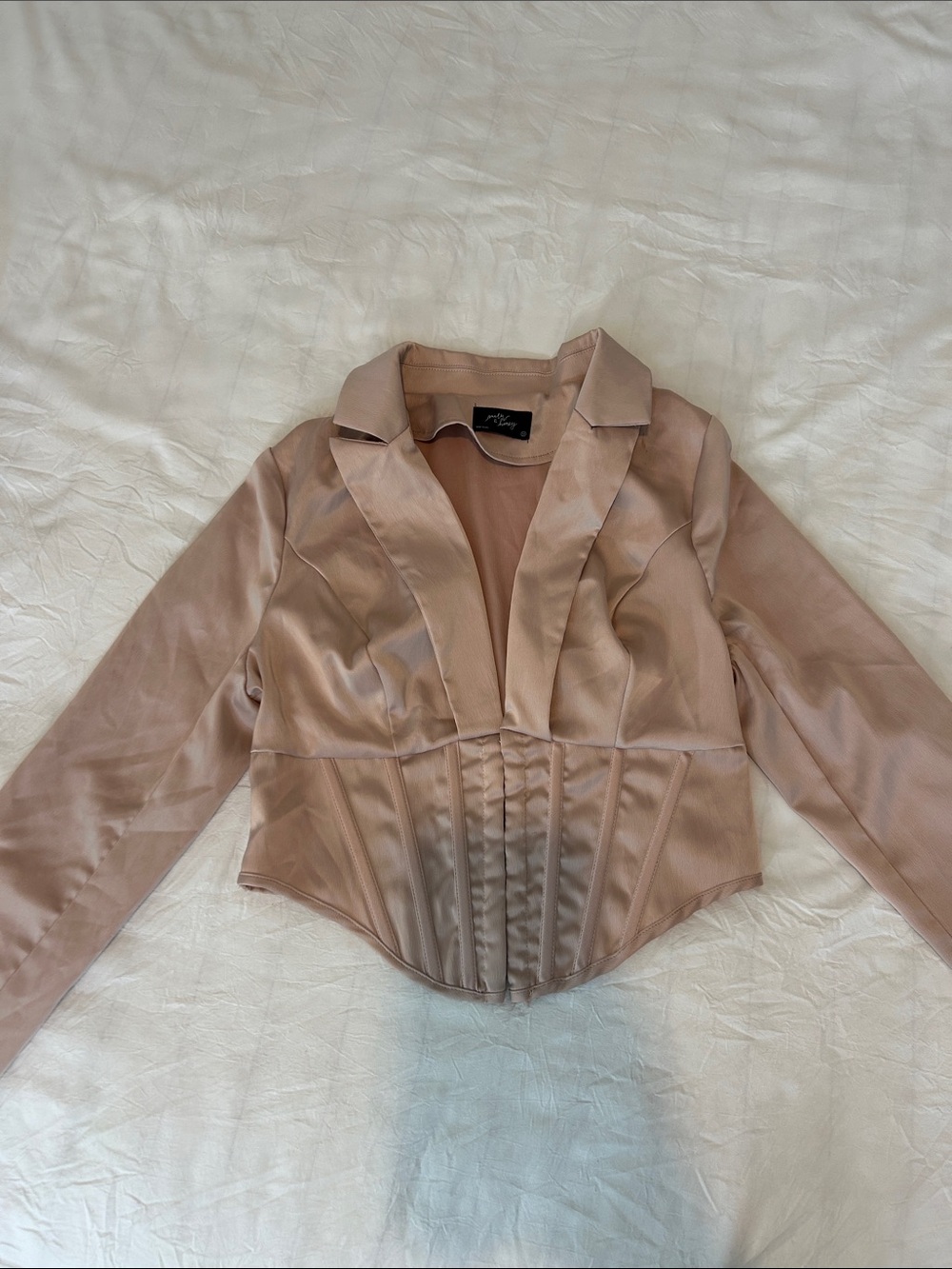3 BLOUSES for $10 USED ONCE NO STAINS OR SMELLS Satin Corset-Style Blazer Jacket